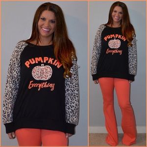 Pumpkin Everything Leopard Sweatshirt Small-2X